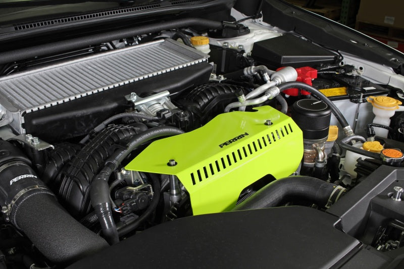 PERRIN 22-25 Subaru WRX Pulley Cover - Neon Yellow (TALL - For Use w/o PERRIN AOS)