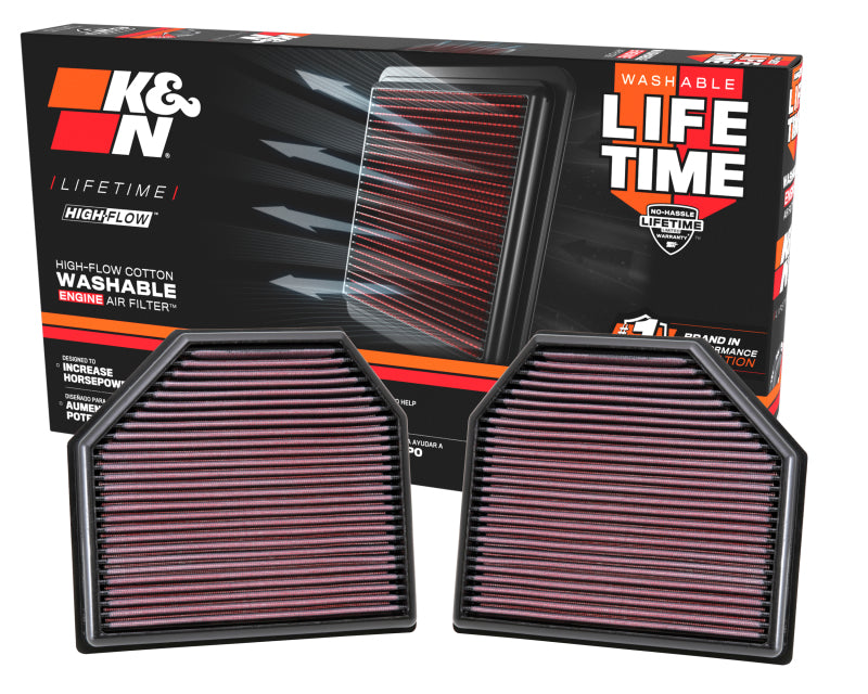 K&N Replacement Air Filter for 11-14 BMW M5/M6 4.4L V8 / 2015 M4/M3 3.0L I6 (2 per box)