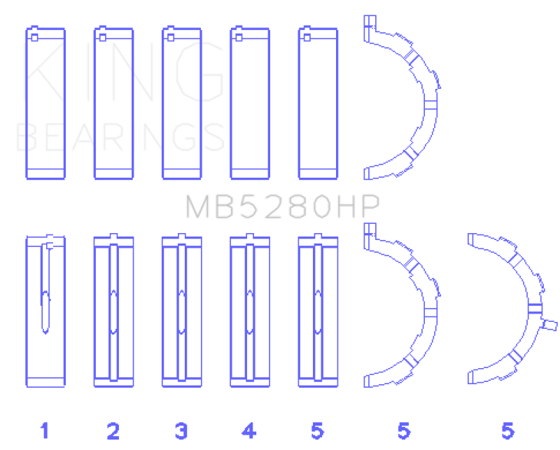 King Ford Prod. V8 4.6L/5.4L Will Not Fit 13-14 GT500 Performance Main Bearing Set - Size STD