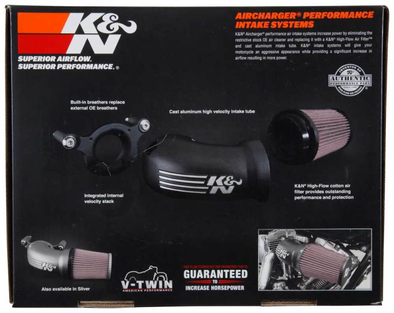 K&N 01-17 Harley-Davidson Softail / Dyna FI Performance Air Intake System Silver