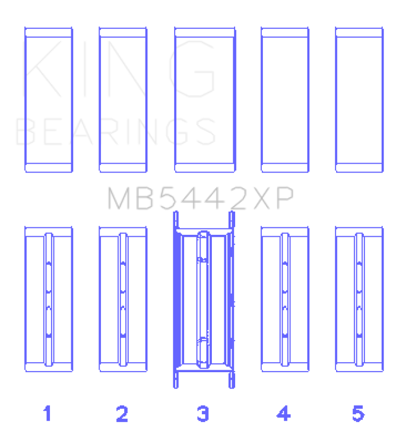 King Engine Bearings Ford 2.0 2.3L EcoBoost Crankshaft Main Bearing Set (Set of 5)