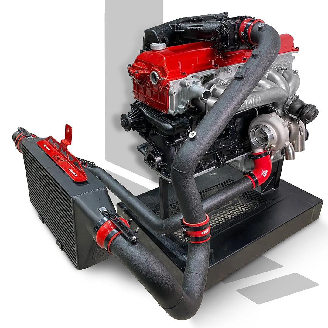 Side view of Y61 Sleeper turbo system showing turbo, downpipe, and intercooler routing