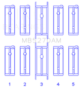 King Engine Bearings Chrysler 148/148 Turbo DOHC 16V/Jeep 148 DOHC 16V Main Bearing Set - Size STD