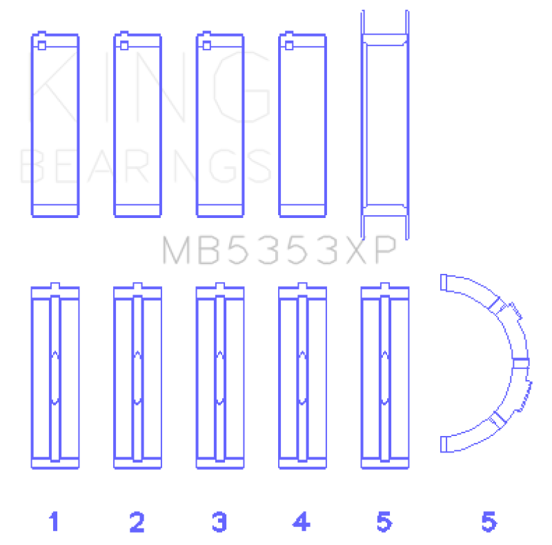 King Engine Bearings Ford 281 4.6L SOHC 16V Performance Main Bearing Set - Size STD