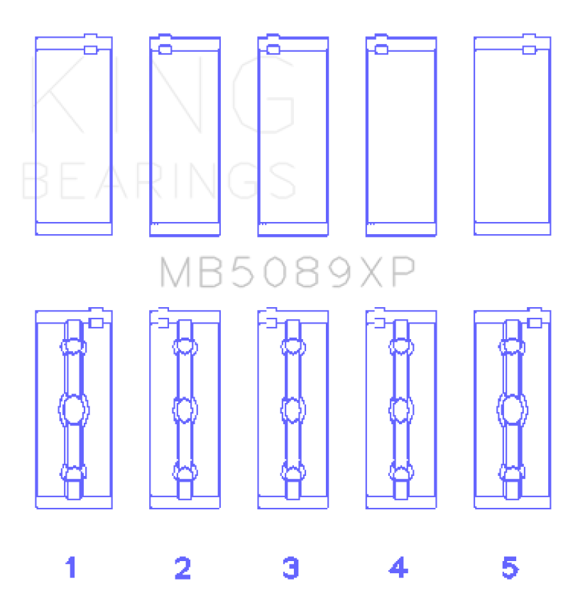 King Engine Bearings Toyota 1RZ/2RZ/3RZ Crankshaft Main Bearing Set (Set of 5)