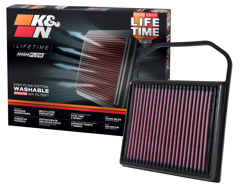 K&N Replacement Air Filter for 15-16 Mercedes Benz C400 3.0L / E320 / GL450 / ML400 (2 Required)