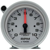 AutoMeter Tachometer Gauge 10K RPM 3 3/4in Pedestal w/Ext. Shift-Light - Silver Dial/Black Case