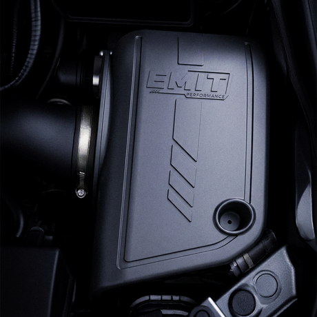 EMT Performance air filter in a vehicle's engine bay
